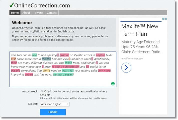 online-correction