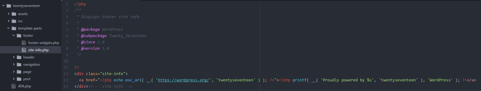 site-info.php file in theme directory