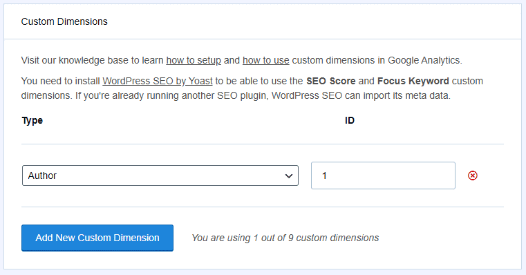 Adding custom dimension type author in MonsterInsights plugin