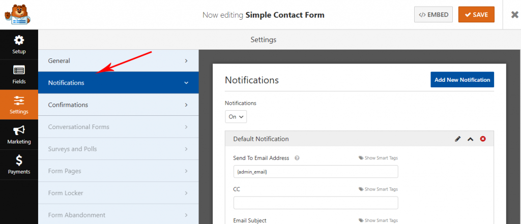 Form notifications