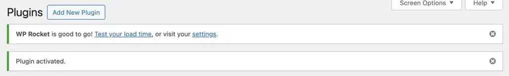WP Rocket Plugin Activated